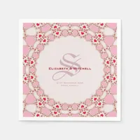 Sweet Love Hearts Fractal Lace Custom Names Napkins