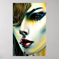 Mystical Beauty Golden Vampire Goddess   Poster