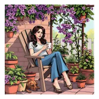 Pretty Lady Drinking Coffee Relaxing Outside Acrylic Print