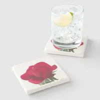 Rose rouge - Red rose  Stone Coaster