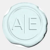 Faux Wax Wedding Initials Lt Blue ID968 Classic Round Sticker