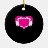 Skeleton Heart Hands Gothic Classic Look Ceramic Ornament