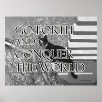 Go Forth and Conquer Motivational Cat Poster