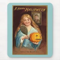 Halloween Vintage Lady With Mirror) Mouse Pad