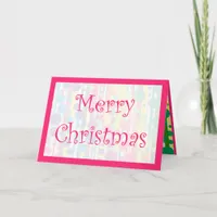 [Beatnik Bubbles] Retro Polka Dot Striped Pink Holiday Card