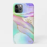 *~* Pastel Rainbow Agate Sun Rays Gold Star Dust iPhone 11 Pro Case