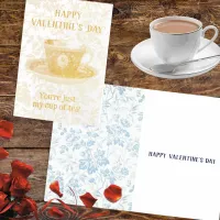 Valentine's Day Cup Of Tea Vintage Floral Teacup Foil Card