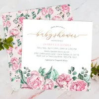 Elegant Blush Pink and Gold Watercolor Girl Baby S Invitation