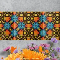 Orange Yellow Blue Symmetrical Arrangements Ceramic Tile