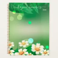 Elegant Personalized Yellow & White Flowers Custom Planner