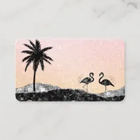*~* Tropical Agate Crystal Palm Tree Flamingo Business Card