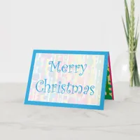 [Beatnik Bubbles] Retro Polka Dot Striped Blue Holiday Card