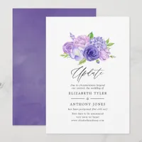 Ultra Violet Watercolor Floral Wedding Update Invitation