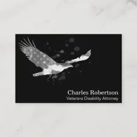 *~* USA Flag American Eagle Grey Gray on Black Business Card