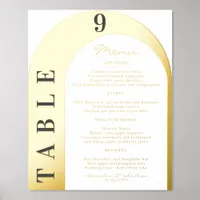 Luxury Wedding Menu and Table Number Gold Silver Foil Prints