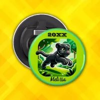 Monogrammed with Black and Green Panther Cub | Bottle Opener