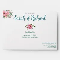 Bright Pink Floral Wedding Envelope