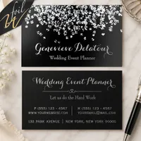 Silver Foil Confetti Wedding Event Planner Business Cards
