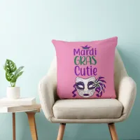 Mardi Gras Cutie Throw Pillow