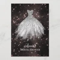 *~* Pink Glitter Bridal Dress Bridal Gown Shower Invitation