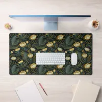 Elegant Dark Floral Art Nouveau Pattern Desk Mat