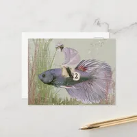 Funny Fish Jockey Number Twelve Purple Postcard