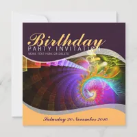 Fractal Swirl Birthday Party Invitation