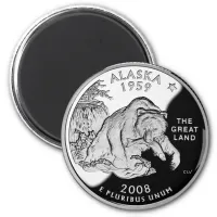 Faux Alaska State Quarter The Great Land Grizzly Magnet