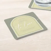 Eucalyptus Color Tones Wedding Toast Green ID901 Square Paper Coaster