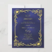 Art Deco Gatsby black 50th wedding invitation