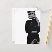 Surreal Vote By Mail Woman Mixed Media Collage Postcard