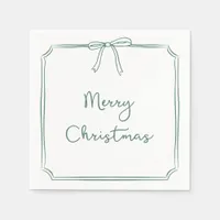 Minimalist Merry Christmas Handwritten Bow Design Napkins