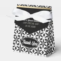 Black White Geometric Stars Thank You Party Favor Favor Boxes