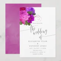 Vintage Chic Fuchsia and Purple Wedding Invitation