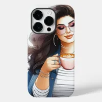 Modern Woman with a cup of coffee Case-Mate iPhone 14 Pro Case