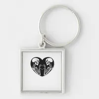 Skeleton Heart Hands Sign Halloween Costume Retro  Keychain