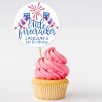 Little Firecracker 4th of July Birthday Party Favo Classic Round Sticker