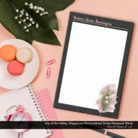 Lily of the Valley Happiness Personalized Black Post-it Notes