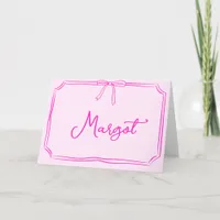 Handwritten Custom Name Coquette Bow Notecard