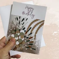 Abstract Floral Happy Birthday Greeting Card