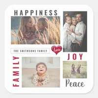 Custom Photo Collage Love Joy Family Square Sticker