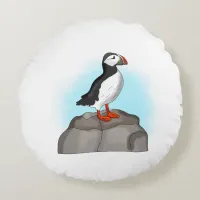 Cute Hand drawn Puffin Round Pillow