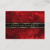 Bold Abstract Scarlet Red Watercolor Business Card