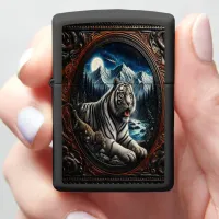 White Tiger Under Moonlight Zippo Lighter