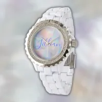 Monogram Name in Blue on Mother Of Pearl |  Watch