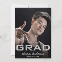 Graduation photo modern black minimalist announcement