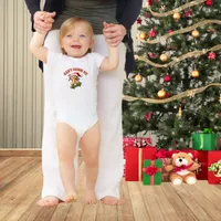 Funny Skateboarding Gingerbread Man Christmas Baby Bodysuit