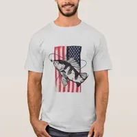 American Patriotic Fishing Fourth of July T-Shirt