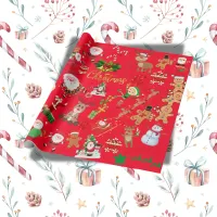 Merry and Bright Christmas on a red background | Wrapping Paper