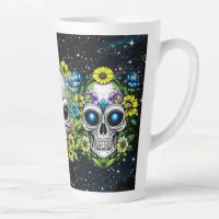 Extraterrestrial Alien Skulls and Flowers  Latte Mug